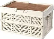 Camping Storage Box, Folding Utility Storage, 11.81x7.87in Built-In Carry Handles, Authentic Secure Locking Lid, Stackable Basket Container for Car and Outdoor Use