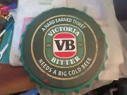 VICTORIA BITTER VB 35 cm bottle top tin metal sign MAN CAVE brand new