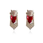 Culturesse Ludovica Snow Leopard Earrings Silver Crystals White Rhodium Plating