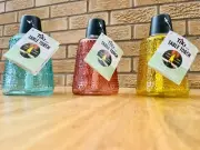 TIKI Brand 3-Pack 6" Table Torch Glass Yellow Teal and Pink Table Fire