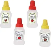 Hunato 2pcs Mini Squeeze Bottles for Condiments Cute, Bento Box Accessories,Tomato Ketchup Container Squeeze Sauce Bottles Picnic Accessories