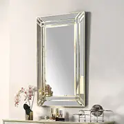 Wall Mirror MDF Construction Rectangular Shape Gold Colour