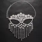 Photo Prop Full Face Mask Rhinestone Veil Mask Masquerade Mask Women Face Chain