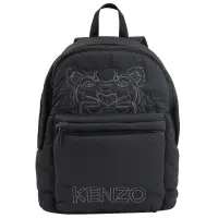 在飛比找momo購物網優惠-【KENZO】經典大LOGO刺繡虎頭厚太空棉手提後背包(黑 