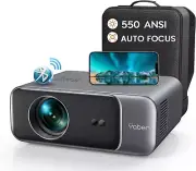 【Auto Focus & Keystone】4K Projector, 550 ANSI Wifi 6 Bluetooth Projector, Full