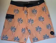 NEW Rip Curl 18" Length Waist 31 Mens Palm Tree Tangerine Swim Shorts