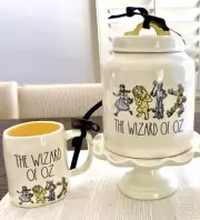 Rae Dunn WIZARD OF OZ Canister & Mug Dorothy Lion Tin Man & Scarecrow 85th An