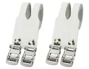 Bike Leather Double Toe Straps White. bike parts.