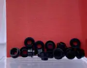 Lego Parts Lot x (12) Ct ~ Black Plate, Round 1 x 1 w/ Open Stud ~ No# 85861