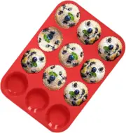HENWUBEI 12 Cups Silicone Muffin and Cupcake Pan, Silicone Muffin Mold, for M...