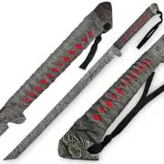 Custom Handmade Damascus Steel Hunting Battle, Ready , Combat Sword With Sheath