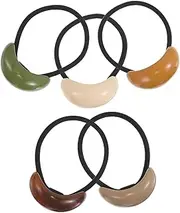 Outanaya Geometric Oval Hair Band Ladies Hair Accessories 5pcs Ponytail Holders Elastic Bands Black Stylish for Women