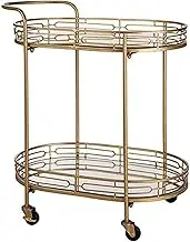 Kitchen Cart Bar Cart Arc Design with Storage Box Serving Trolley Quiet, Comfortable and Durable Oval Gold Rolling Cart On Wheels Deluxe Drink Cart