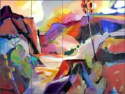Southwest Tile Backsplash Warren Cullar Art Ceramic Mural WC160