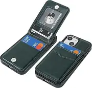KIHUWEY Compatible with iPhone 13 Mini Case Wallet with Credit Card Holder, Premium Leather Magnetic Clasp Kickstand Heavy Duty Protective Cover for iPhone 13 Mini 5.4 Inch(Dark Green)
