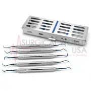 Dental Implant Scaler / Curettes Tray Cassette Set Titanium Instruments