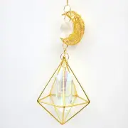 CRYSTAL SUNCATCHER MOON w/CHAIN HANGING PRISM - Rainbow Maker for Indoor Window