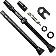 NeoPRO Tubeless Presta Valve Stem Set 40/60/65/80/100 mm with Value Core Remover Tool and Valve Stem Caps (Pair) Fit Most Bicycle Tubeless Rims (Black, 80 mm)