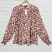 Torrid Blouse Top 2 Floral Smocked Chiffon Blouson Sleeve Sheer Feminine Gift