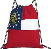 EdWal Georgia Flag Print Drawstring Backpack Gym Bags Sports Draw String Bags For Gym Travel Swimming Beach, White, One Size