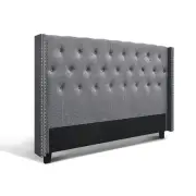 King Size Bed Head Headboard Bedhead Fabric Frame Base Grey LUCA