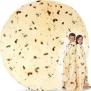 AUMA 1.8 m Burritos Tortilla Blanket, 71 Inches Double Sided for Adult and Kids, Funny Soft Flannel Tacos, Novelty Giant Food for Indoors, Outdoors, Travel, Home and More