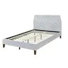 Design Square Designer Modern Velvet Fabric Bed Frame With Headboard King Single