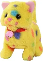 Plush Robot Cat | Interactive Plush Toy Battery Powered Cat with Wagging Tail - Cute Electronic Animal with Meowing Sound for Children