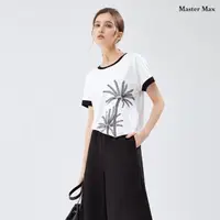 在飛比找momo購物網優惠-【Master Max】夏日繡花椰子樹圓領短袖上衣(8217