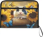 YMXFXP Expandable Filing Folder Hamster Floral Vintage, 13-Pocket Funny Cute Design with Sticky Labels, A4 Letter Size Document Organizer for Office, School, Boys, Girls