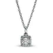 0.13 CT. T.W. Natural Diamond Square Frame Pendant in 10K White Gold