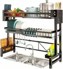 Dish Rack Over Sink(24"-41"),2 Tier Adjustable Large Dish Drainer for Kitchen