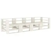 Garden Pallet Sofa White 4-Seater Wood