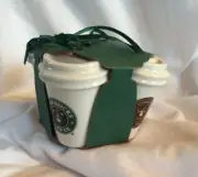Starbucks 4pk White Siren Christmas Ornaments Mini Ceramic Coffee Cups Mugs 2016