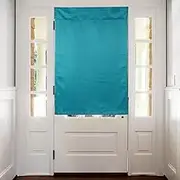 sourcing map Blackout Door Curtains, French Side Door Window Curtain for Privacy, Glass Patio Front Doors Sidelight Tie Up Shade, Lake Blue, 26" x 49", 1 Panel