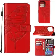 Cover Compatible with Google Pixel 6 Pro 5G,Compatible with Google Pixel 6 Pro 5G Flip Stand PU Leather Card Slot Red