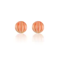 在飛比找momo購物網優惠-【大東山珠寶】3月星座 禮物貝殼 天然粉色珊瑚耳環 14K金