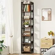 Tribesigns 200 cm Extra Tall Narrow Bookshelf, 7 Tier Skinny Book Shelf for Small Spaces, Freestanding Display Corner Shelf, Multifunctional Corner Storage Organizer for Home Office (1)