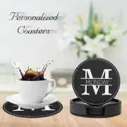 Waterproof Set of 6 Drink Coasters with Holder Custom Name Personalized