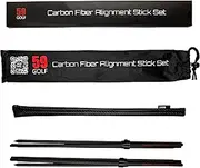 [59Golf] Carbon Fiber Alignment Golf Stick Set : 2X Tour pro Carbon Sticks + 1x PU Leather Alignment Stick Cover