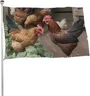 Farm Chickens Flag 60x96 in Double Sided Printed Garden Flag Decorative Banner No Fade Yard Flag with Brass Grommets Hanging Photo Backdrop for Indoor Outdoor Party Home Decor
