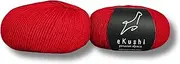 eKushi 100% Baby Alpaca Yarn for Knitting & Crocheting - Set of 2 Skeins of Premium Yarn DK - Lightweight, Hypoallergenic & Thermal Peru Made - Ideal for Delicate Projects (Red - RE020)