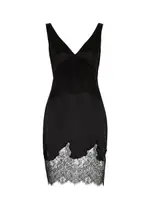 Saint Laurent Lace-trimmed Silk-satin Mini Dress - Black - 8 8