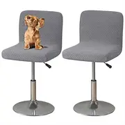 2 Pcs Stretch Bar Stool Cover Burgundy Grey Pub Counter Stool Chair Slipcover Square Swivel Barstool Chair Cover for Dining Room Cafe Non Slip with Elastic Bot