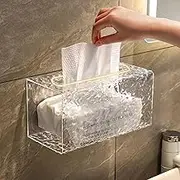 Facial Tissue Box Holder for Wall, Tissue Box Dispenser, Kitchen Wall Mount Compatible with Disposable Face Towel and Other Napkin Paper - Water Ripple (Rectangle)