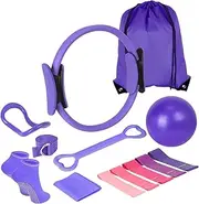13 Pieces Pilates Ring Circle Set,Yoga Ring Supplies,Arms Legs,Portable,Pilates Equipment,Resistance Bands for Thigh Exercise