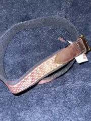 Vineyard Vines Pink Whale Pattern Canvas Club Leather Belt Size 40