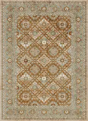 Venice Orange Rust and Jade Blue Distressed Traditional Washable Rugs