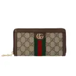 【GUCCI 古馳】OPHIDIA GG ZIP 拉鍊 卡夾 皮夾 長夾 棕色 523154