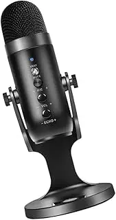 Kisangel Microphone Gaming Streaming Recording Desktop Black Sturdy Base Live Broadcast Mic